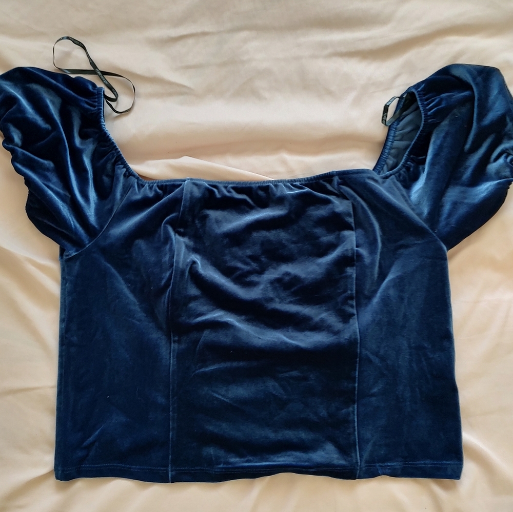 Forever 21 Navy Velvet Blouse